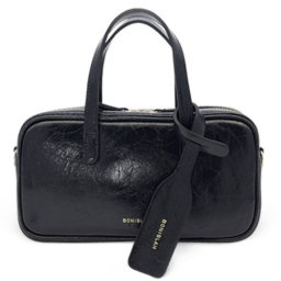 black leather duffle bag with removable shoulder strap and marc by marc jacobs logo