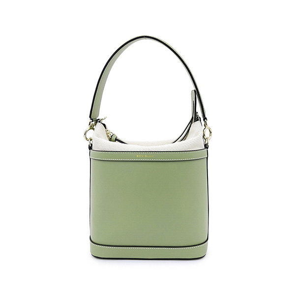 green leather handbag