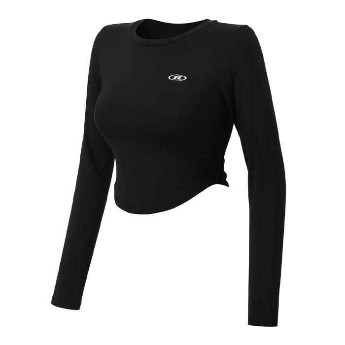 black long sleeve crop top