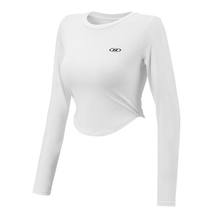 long sleeve women's white t-shirt with logo