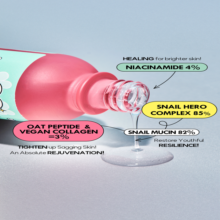 Check Out our Non-Sticky Lightweight Liquid Gel Formulated with meticulous care and crafted to meet clean Beauty standards, the Snail Hero Complex Serum Glass Skin Serum features a meticulously developed, clean beauty formula that is entirely free from artificial scents, coloring, silicone, parabens, mineral oils, and other harsh ingredients.