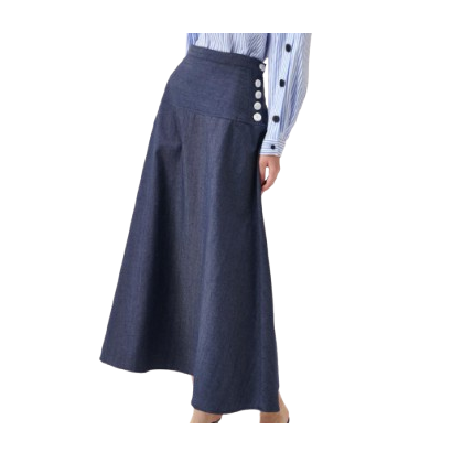 Denim skirt with button on side yoke