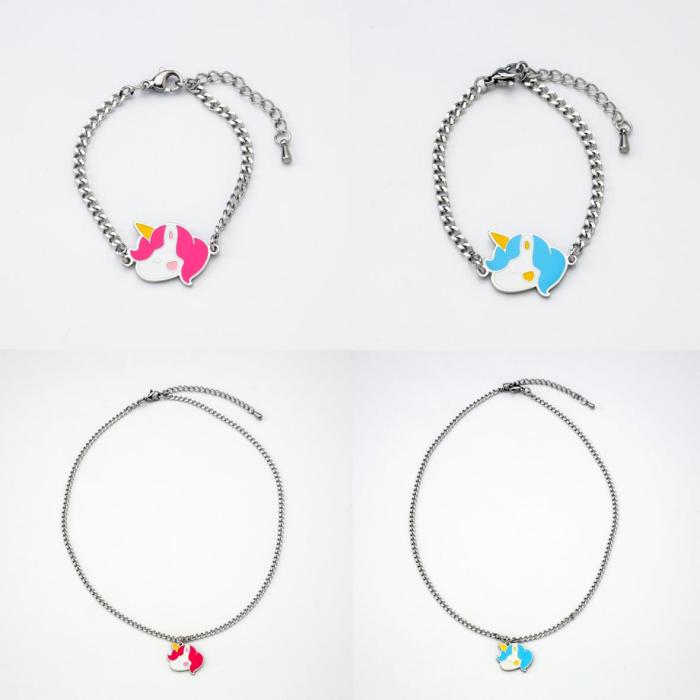 [Giorae Jewelry] Unicorn Pendant Necklace and Bracelet #1