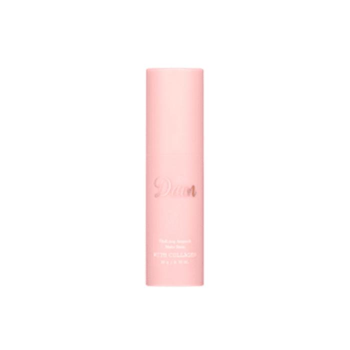 a pink bottle of serum on a white background