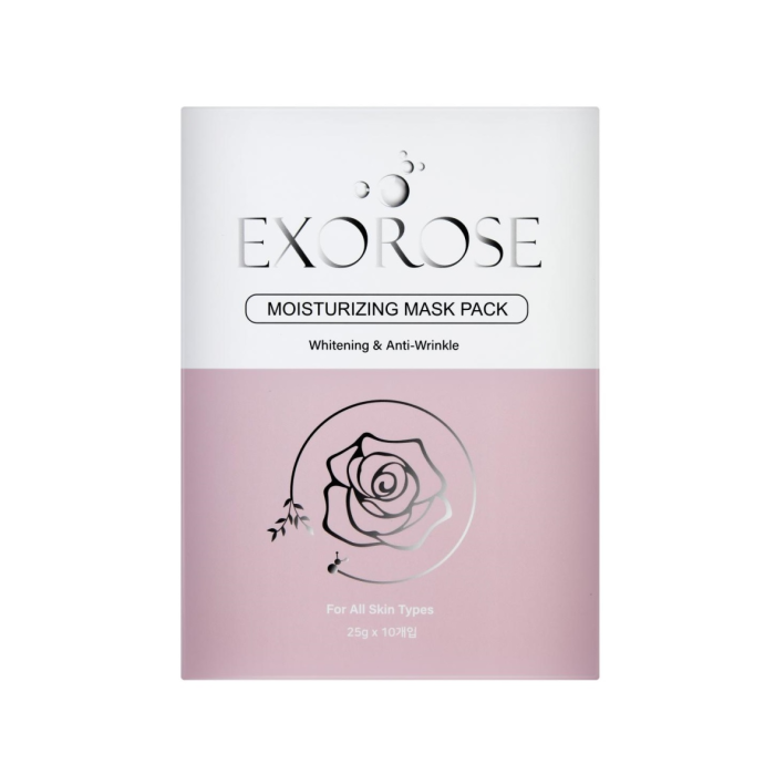 exorose moisturizing mask pack with rose logo