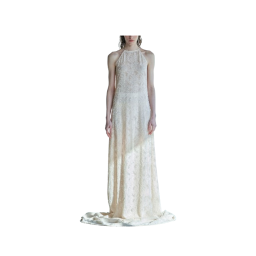 a white lace wedding dress