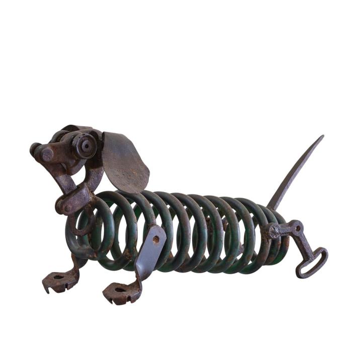 a metal dog and a spring