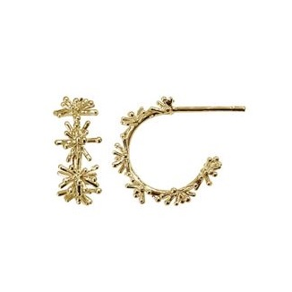 Snowflake hoop earrings in brass