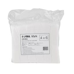 a 4 x 6 inch white plastic bag with a black label and a white background