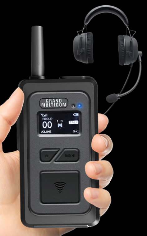 Advanced intercom for 10 users, full-duplex, hands-free, no repeater needed. Offers 4 operation modes for diverse environments.