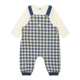 blue check dungarees