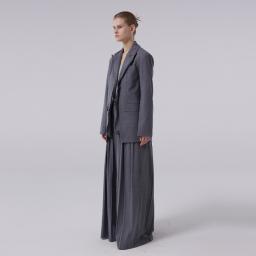 Detachable Wire Collar Tailored Jacket, the brand's signature jacket, available in black, ivory, gray, and beige