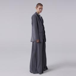 Detachable Wire Collar Tailored Jacket, the brand's signature jacket, available in black, ivory, gray, and beige