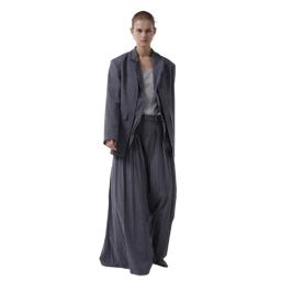 Detachable Wire Collar Tailored Jacket, the brand's signature jacket, available in black, ivory, gray, and beige
