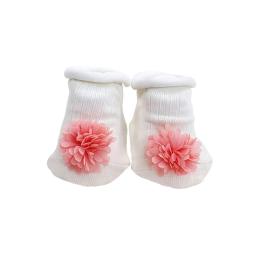 Chiffon Flower Ivory Organic Baby Socks