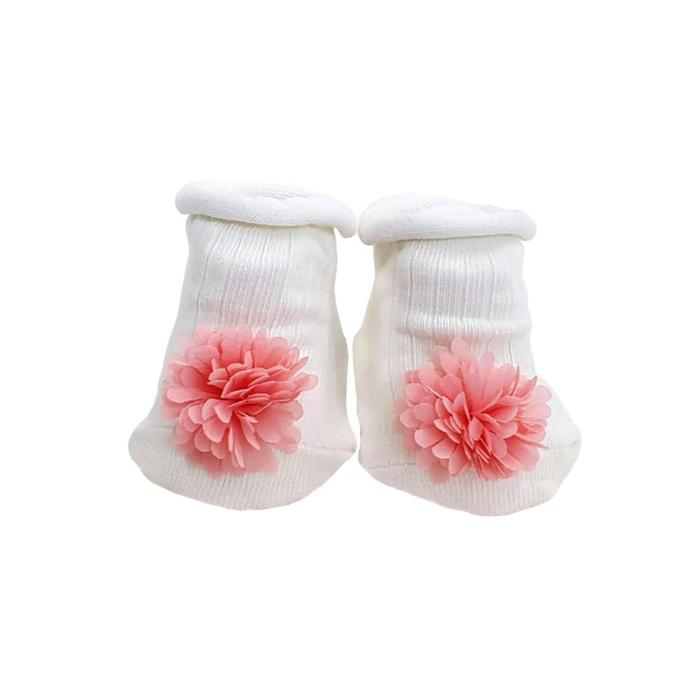 Chiffon Flower Ivory Organic Baby Socks