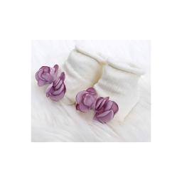 Antique Purple Ribbon Organic Baby Socks