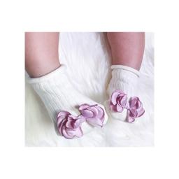 Antique Purple Ribbon Organic Baby Socks