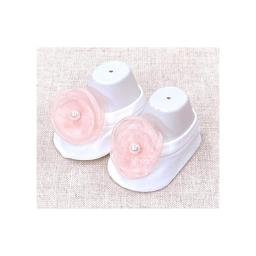 Mesh round pink flower ivory baby Socks