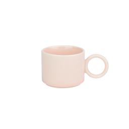 pink mug with ring handle