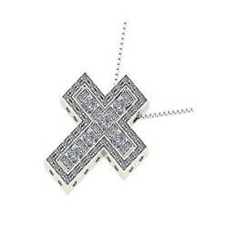 2 way cross pendant mounting with outer frame and inner pendant.  Can be worn together as in image or can be worn separately