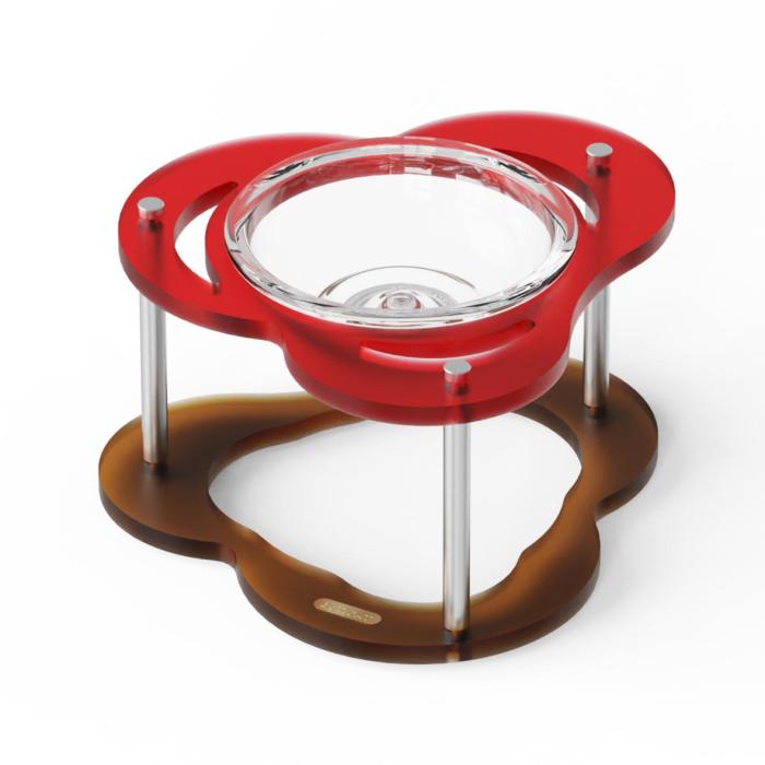 Designed with a 15cm height ideal for adult cats and small to medium-sized dogs, it features heat-resistant tempered glass for safe and long-lasting use.