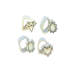 Gemstone cookie cutter shapes, baking ingredients, favors, baking set, and tools.