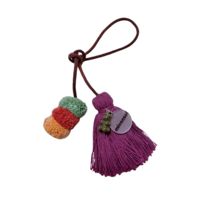 the tassel and tag on the keychain