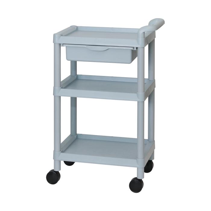 a small utility cart with a drawer and wheels