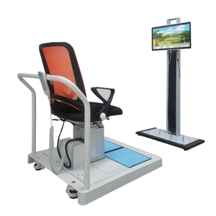 a chair and a monitor