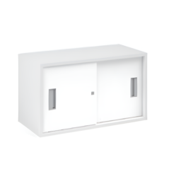 wall-hung medicine cabinet with two doors and silver handles