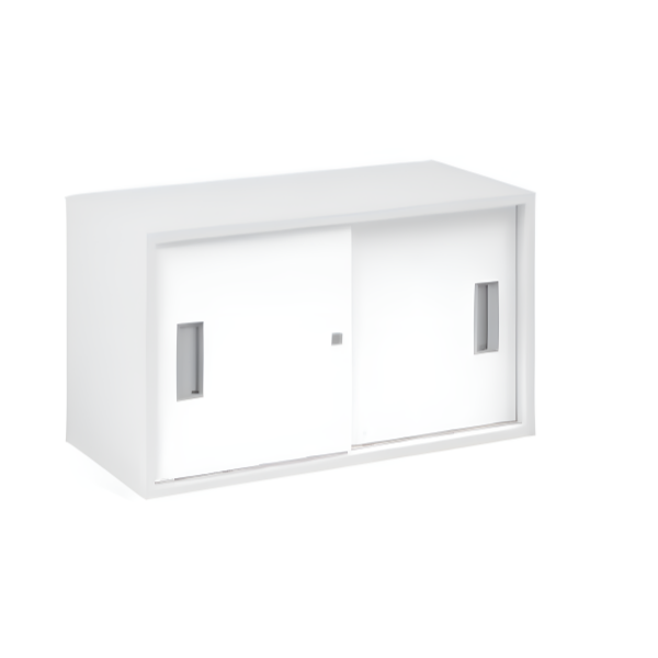 wall-hung medicine cabinet with two doors and silver handles