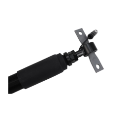 a black metal handle with a rubber grip and a metal clamp on the end