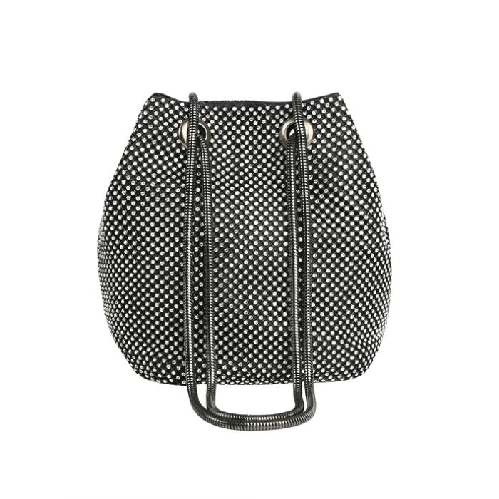 Twinle drawstring bag with beads in black