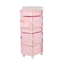 pink plastic storage drawers