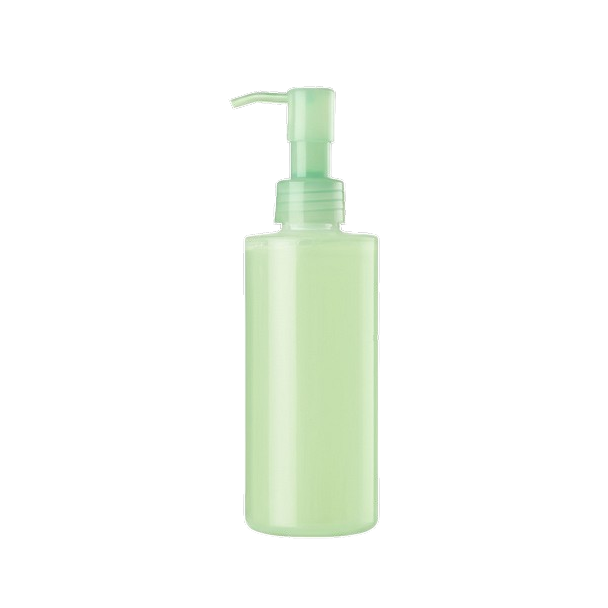 green plastic bottle with pump