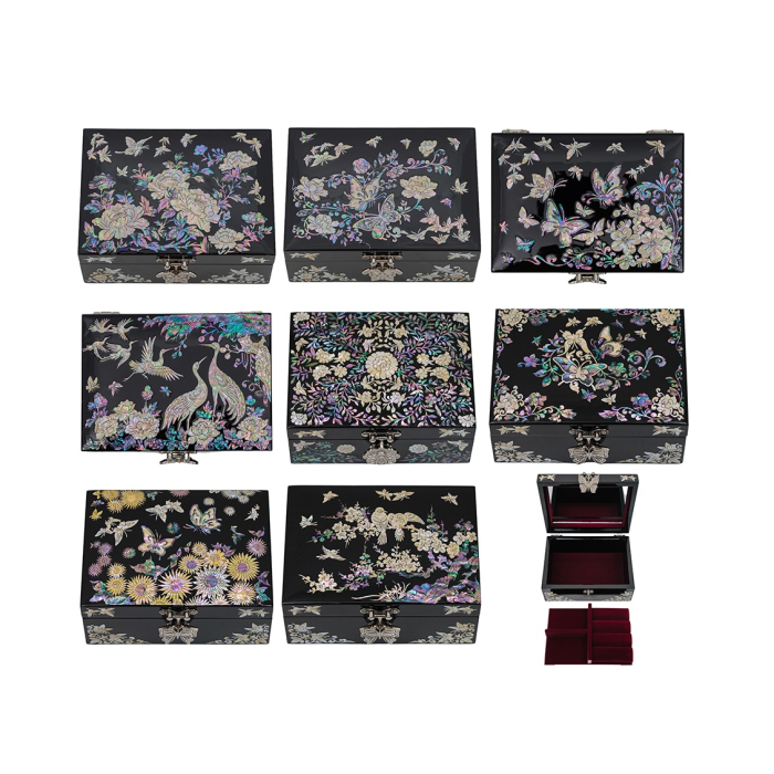 a variety of jewelry boxes