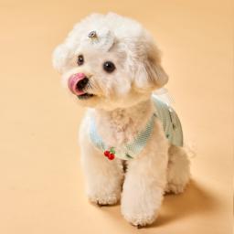 This is a very bright and pretty check pattern puppy fashion shoulder strap dress.