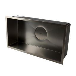 a stainless steel sink with a hole in the middle