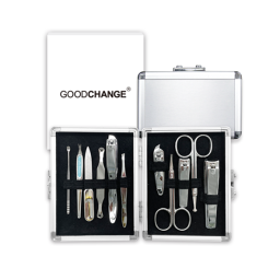 Includes 11 grooming tools in a sleek aluminum case