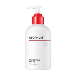 A bottle of Atopam Mile Lotion on a white background