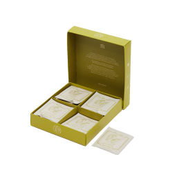 With clear and crisp white tea as a base, Orange Blossom, Lemon Myrtle, 
and Peppermint are blended in together. The fresh fruity scent of 
the citrus family clears the air, and the freshness of peppermint leaves 
behind the exotic herbal scents clears your head.

Like the refreshing sound of Katydid singing from the fresh forest 
in early summer, it relieves the tension and fatigue after a hard day.