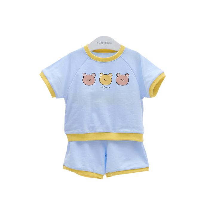 baby boys pajama set with 3 pig appliques