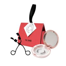a red box with a black ribbon
