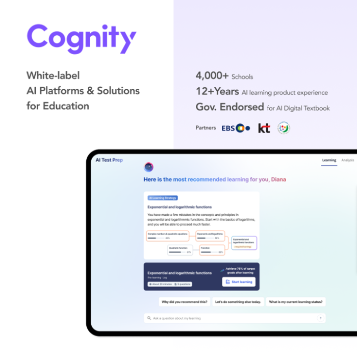 Cognitivity, a white label AI platform for education