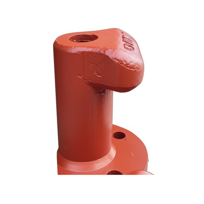 Cast steel mooring bollard installed on docks or quaysides to securely fasten mooring lines from vessels.