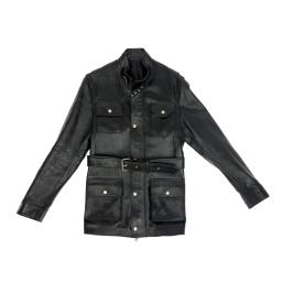 black leather jacket