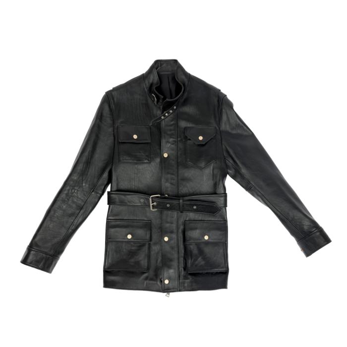 black leather jacket