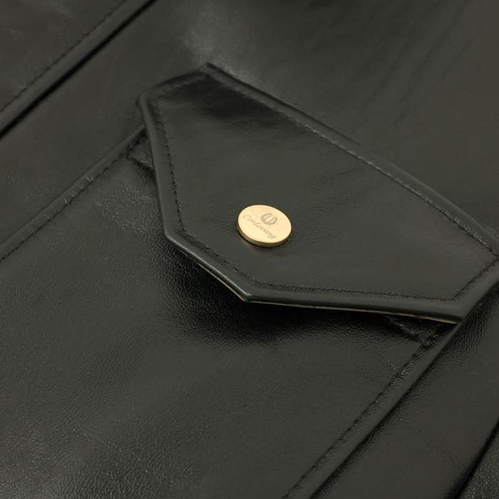 black leather jacket