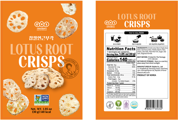 Lotus Root crisps 30g English package